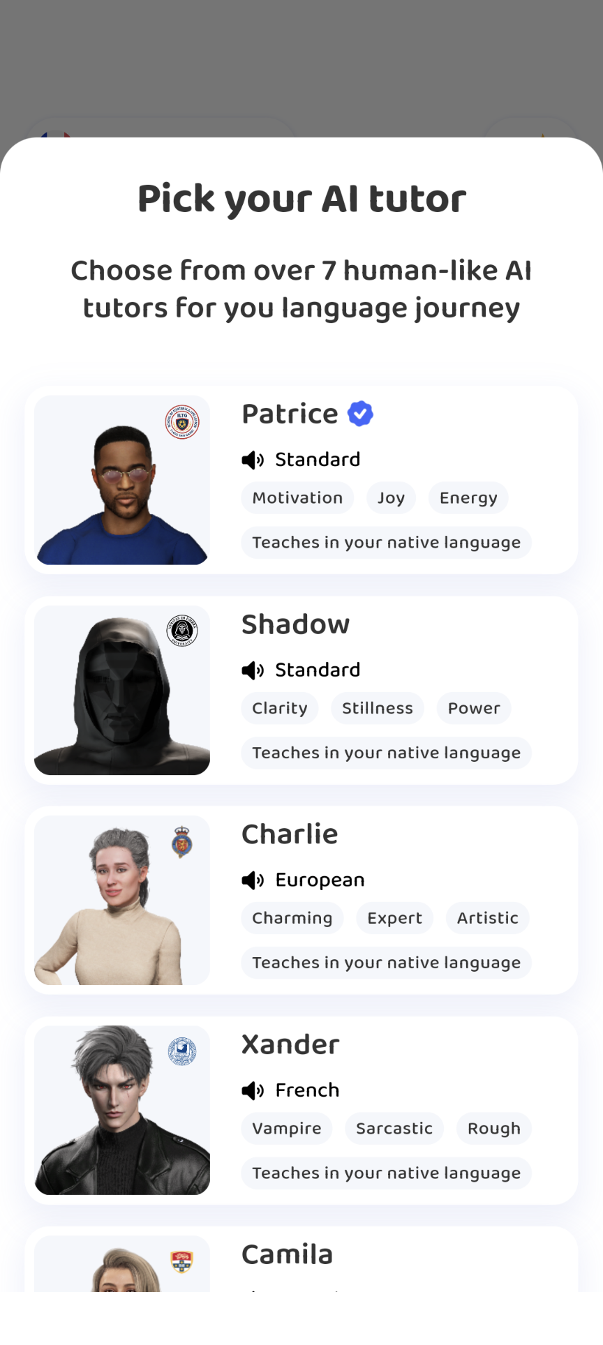 Praktika's animated avatars are interesting but not particularly useful or realistic.